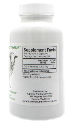 Supreme Nutrition Sheep Thymus - 100% Grass-Fed, NZ Finished, 2-Pack (90 Capsules Each)