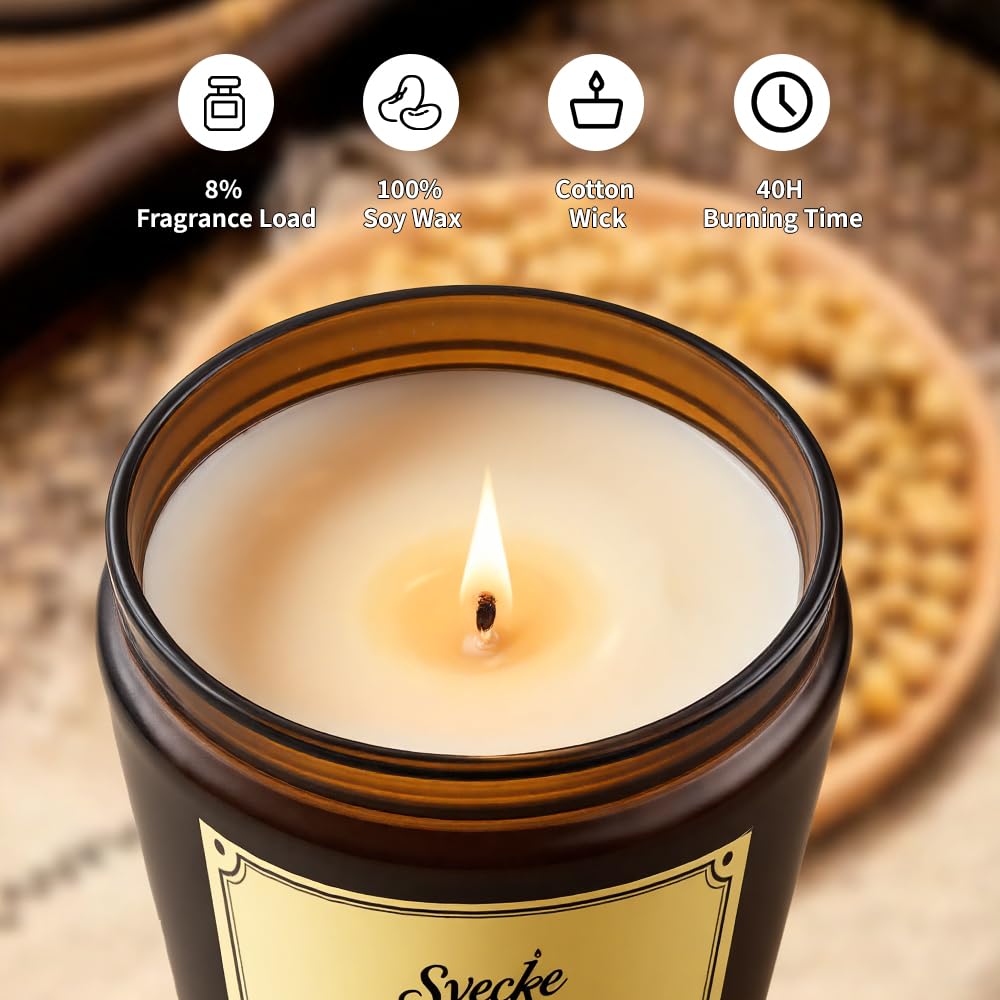 SVECKE Fireside Scented Candles - 7oz Soy Wax Candle | Long Lasting Aromatherapy Gift