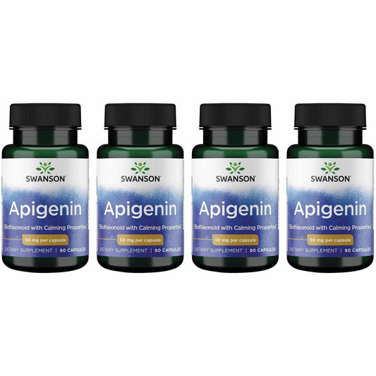 Swanson Apigenin-Bioflavonoid Supplement — Prostate & Sleep Support, 90 Caps, 50 mg Each (4 Pack)