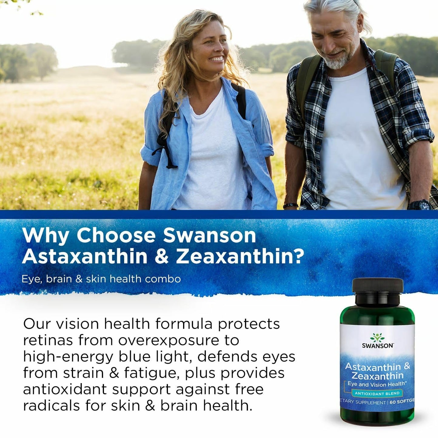 Swanson Astaxanthin & Zeaxanthin Eye Health - Vision & Skin Support (60 Softgels, 3-Pack)