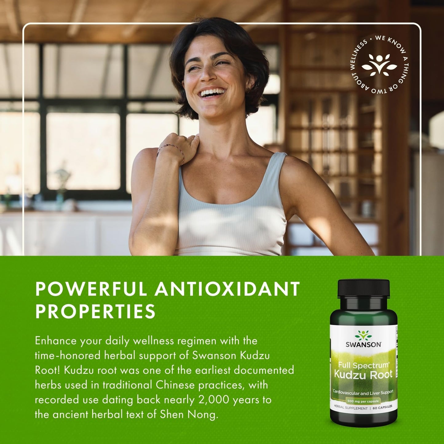 Swanson Full Spectrum Kudzu Root – Herbal Supplement for Heart & Liver Health – May Support Blood Pressure & Cholesterol – 60 Capsules 500 mg – 2 Pack