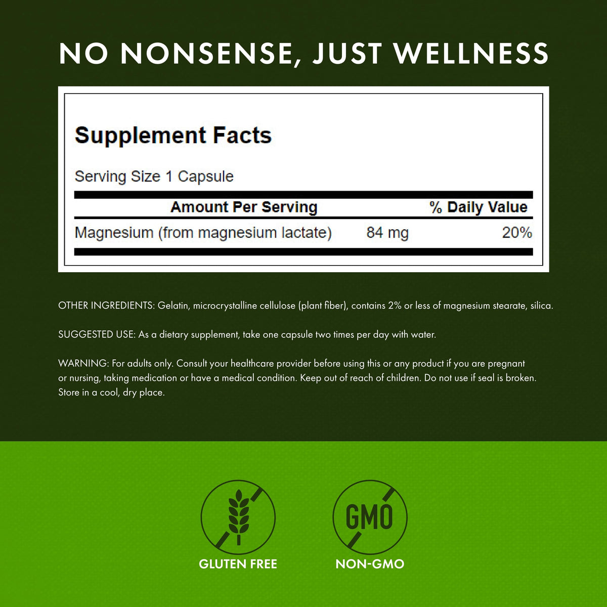 Swanson Magnesium Lactate - Lactose-Free Magnesium with Gentle Absorption | 4-Pack (480 capsules)