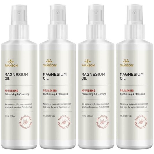 Swanson Magnesium Oil Spray Zechstein - Soothes Muscles, Nourishes Skin, Sleep Support - 8 fl oz (237 ml) Liquid (4 Pack) - Dr. Barbara Hendel's Formula