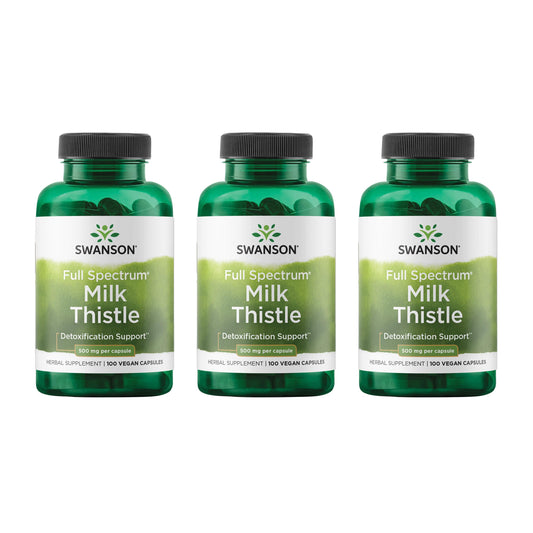 Swanson Milk Thistle - Herbal Liver Support (100 Capsules, 500mg) 3-Pack