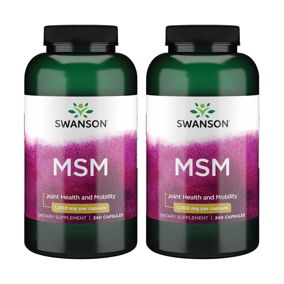 Swanson MSM 1000mg 240 Capsules - Joint Health & Mobility (2 Pack)