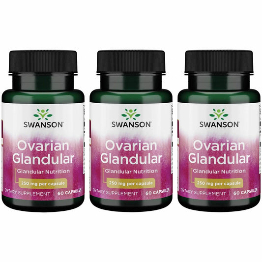 Swanson Ovarian Glandular - Natural Women's Health Support (60 Capsules, 250mg) - 3 Pack