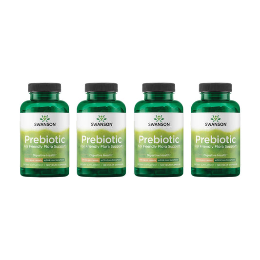 Swanson Prebiotic Capsules – Gut Health & Digestive Support (120 Veggie Capsules, 750 mg) – 4 Pack