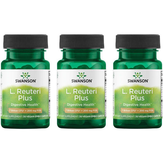 Swanson L. Reuteri Probiotic Plus with L. Rhamnosus & L. Acidophilus + FOS – 7B CFU per Capsule (3 Pack)