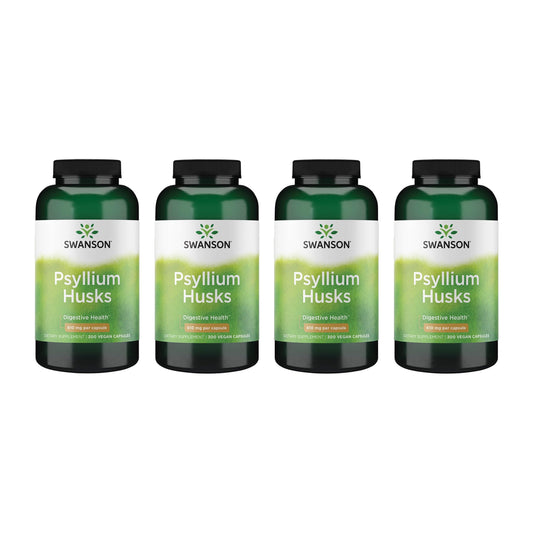 Swanson Psyllium Husk Dietary Fiber Supplement 610 mg 300 Capsules - 4 Pack