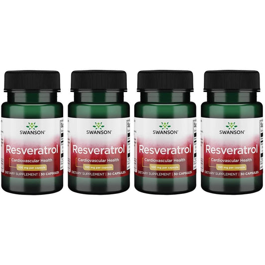 Swanson Resveratrol 100 - 100 mg per Capsule, 30 Capsules (4 Pack)