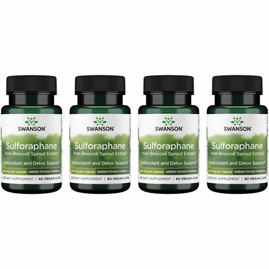 Swanson Sulforaphane - Broccoli Sprout Extract 0.4% Sulforaphane (400 mcg) | 60 Veggie Capsules - 4 Pack