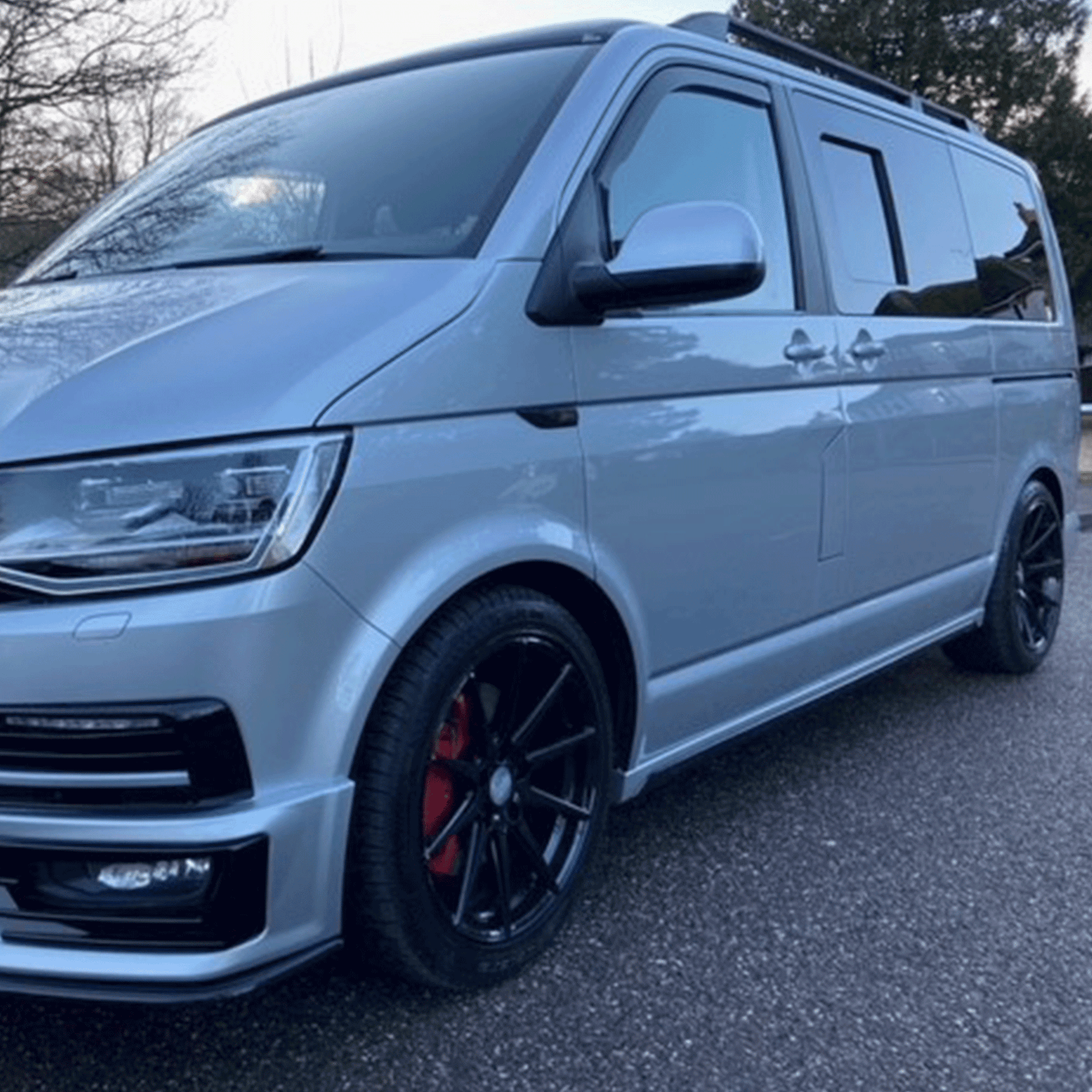For VW T6.1 Transporter SWB ABS Side Skirts Painted In Reflex Silver Painted and Ready to Fit