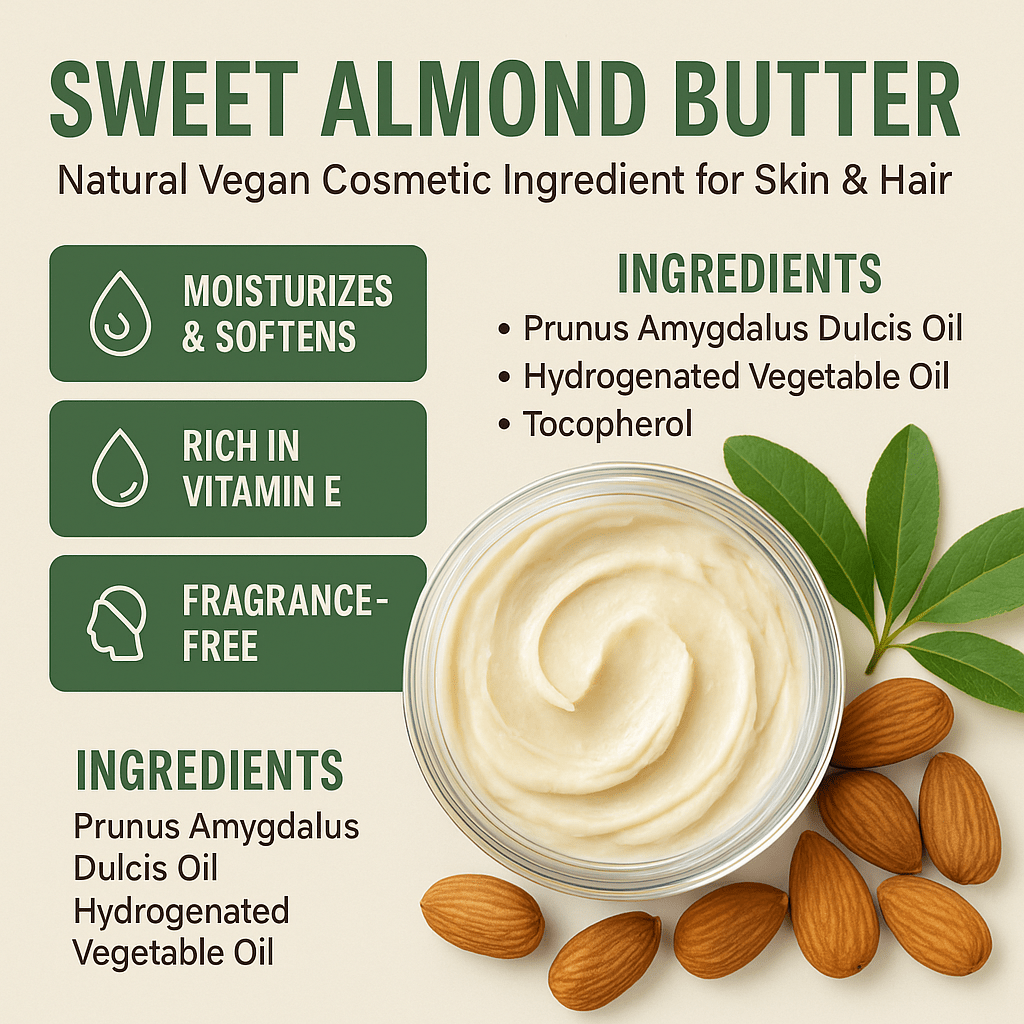 Vegan Sweet Almond Butter - Skin & Hair Emollient Base 5-25kg