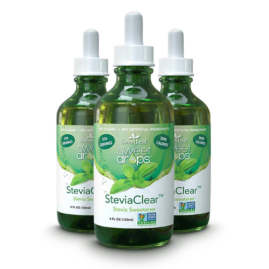 SweetLeaf SteviaClear Sweet Drops – Zero-Calorie Liquid Stevia, No Bitter Aftertaste, Pack of 3 (4 oz each)
