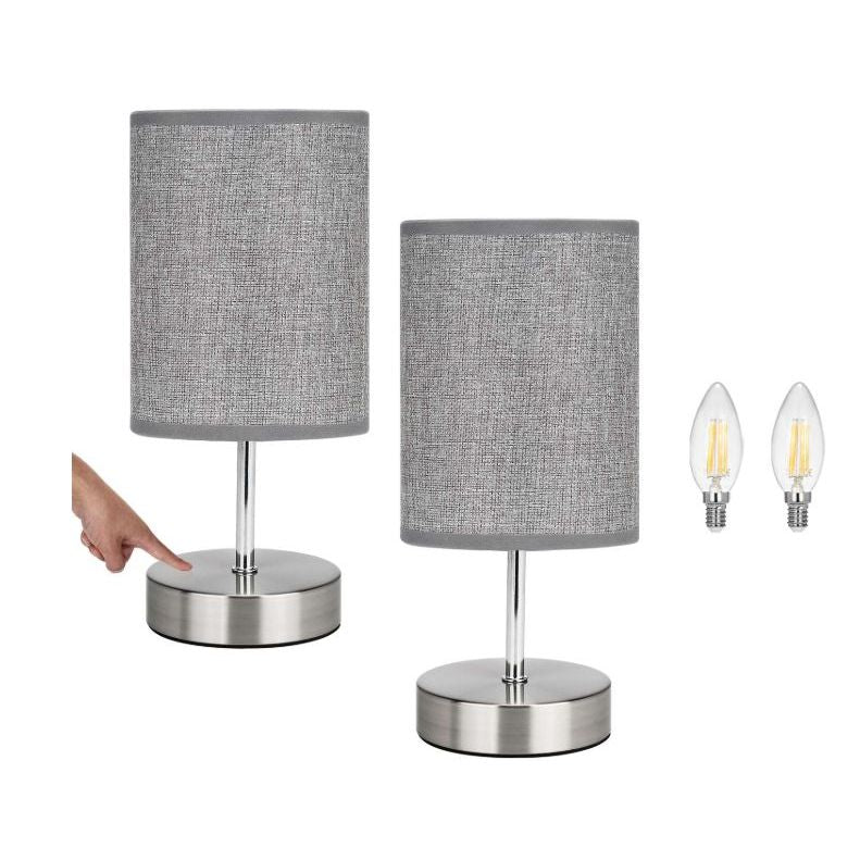 Lightsjoy 2x Touch Bedside Lamps, Dimmable, E14 Bulbs Included – Round