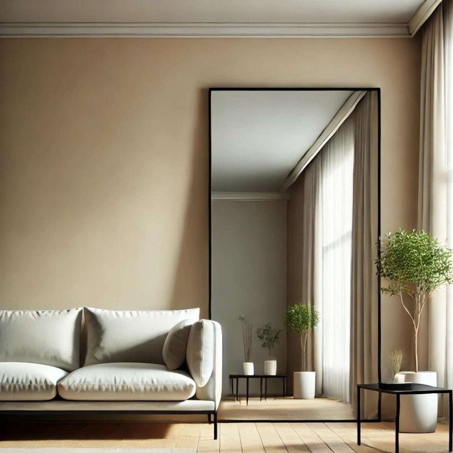 Takara - Full Length Leaner Black Metal Rectangle Mirror - 180cm x 90cm