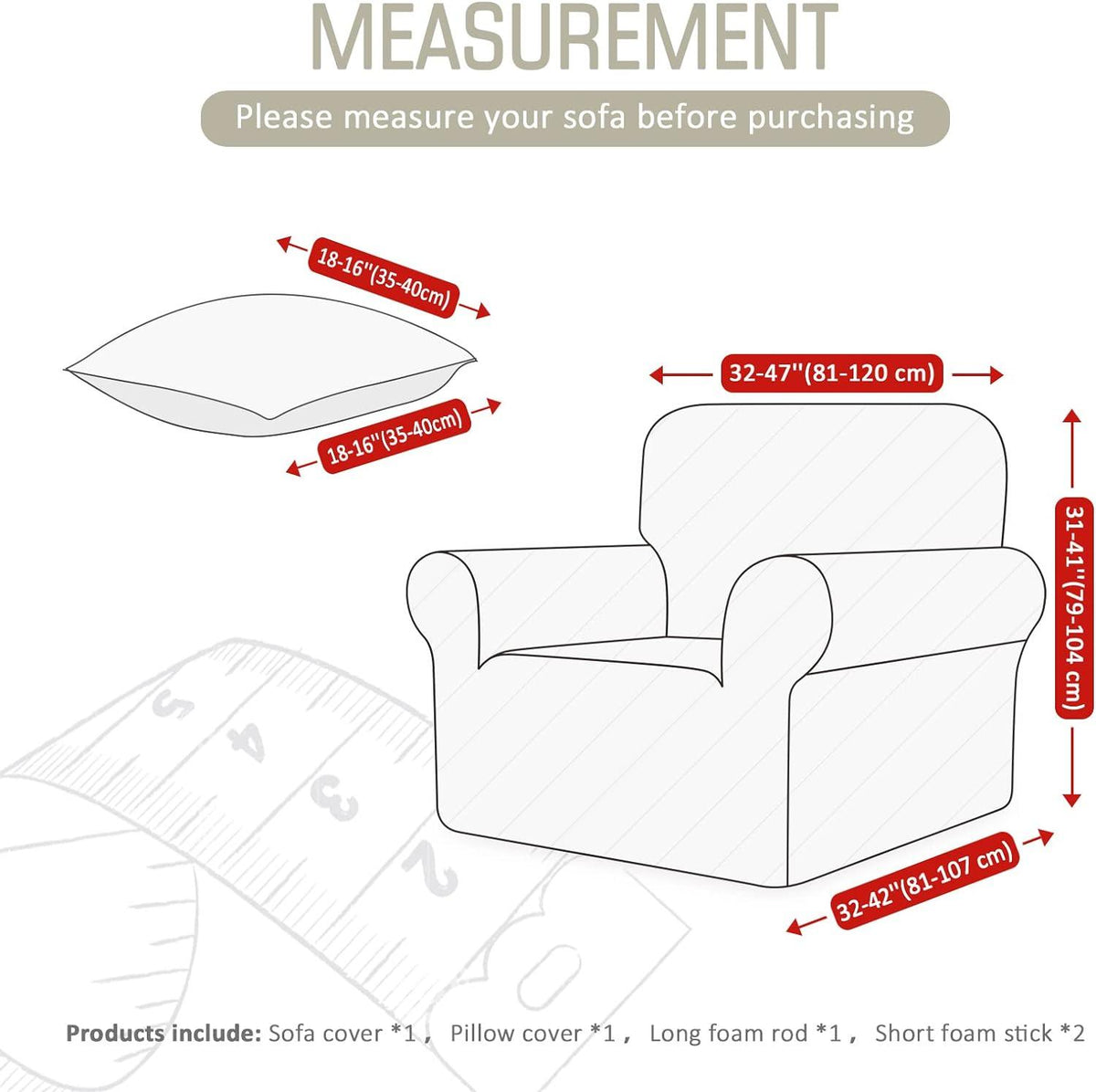 Sofa Cover 1 Seater Stretch Slipcover 80-120cm Elastic Protector TAOCOCO