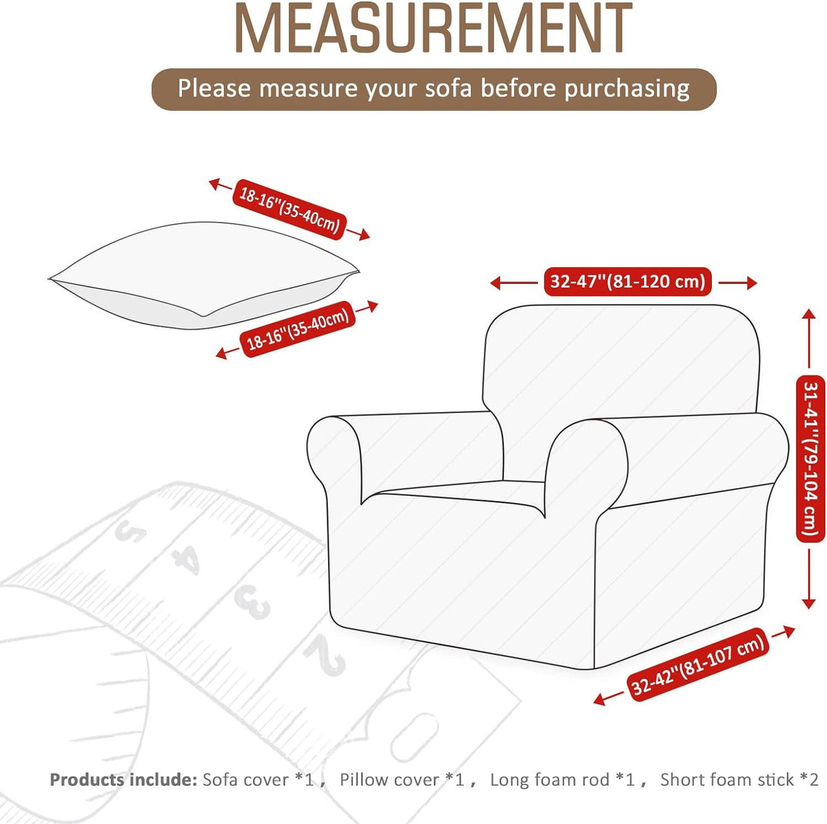 Sofa Cover 1 Seater Stretch Slipcover 80-120cm Elastic Protector TAOCOCO