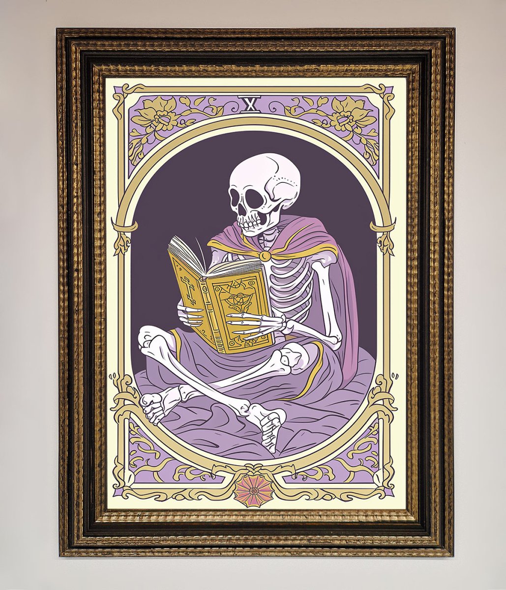 Tarot Skeleton Reader Framed Print