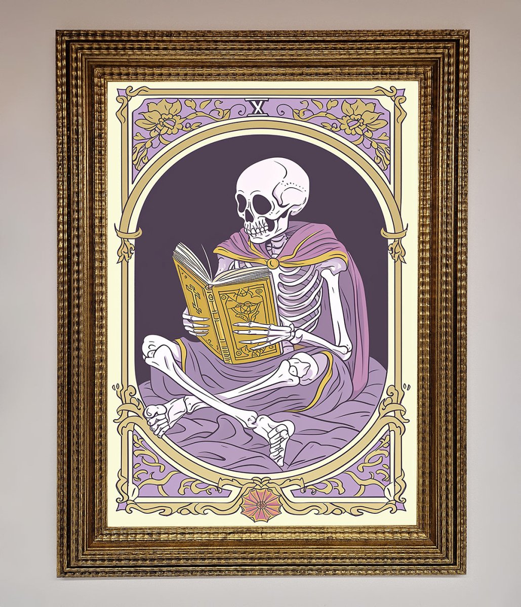 Tarot Skeleton Reader Framed Print