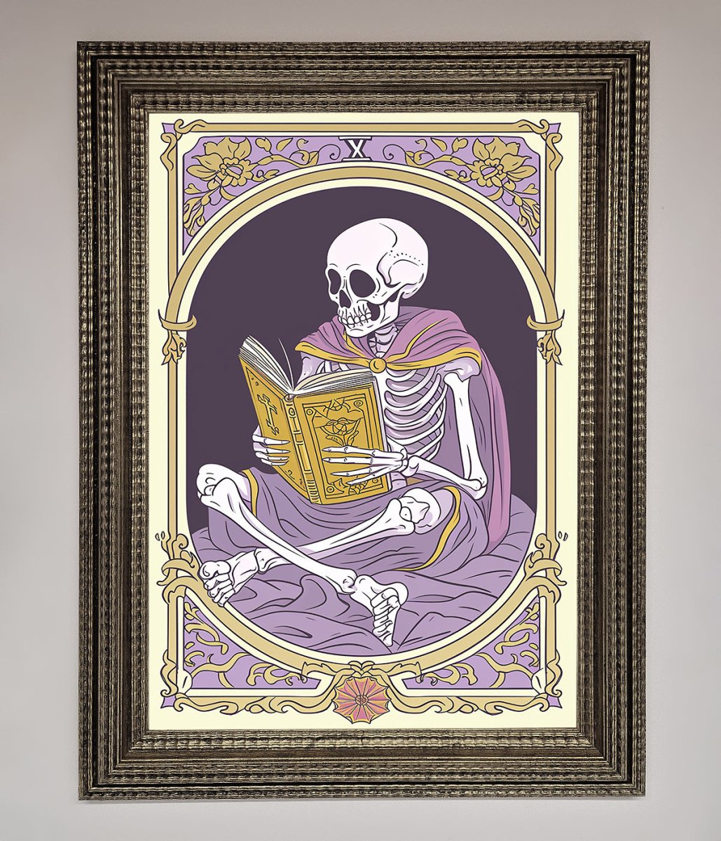 Tarot Skeleton Reader Framed Print