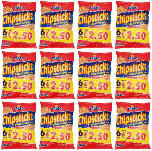 12 x Tayto Salt & Vinegar Flavour Chipsticks 6 X 28G