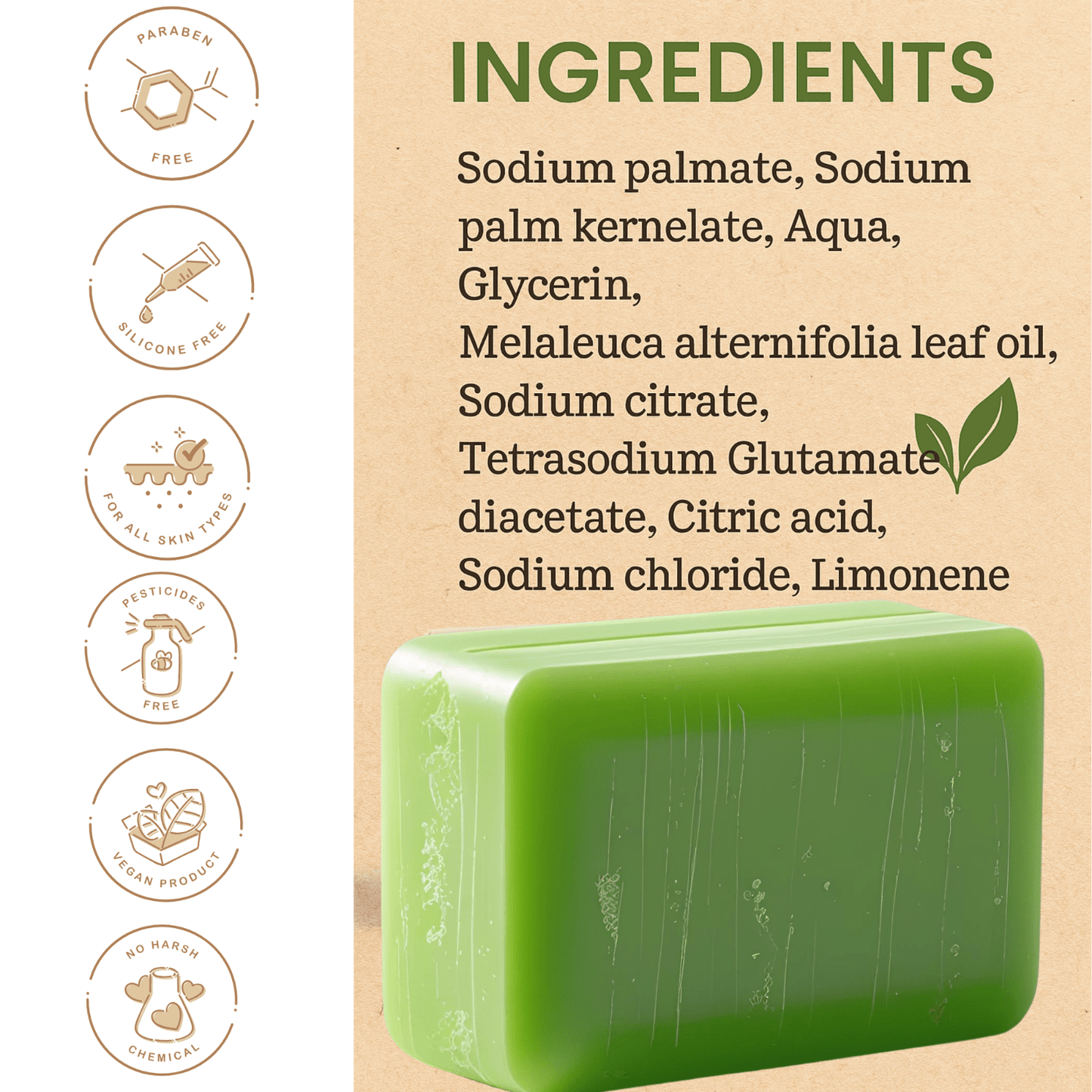 Tea Tree Oil Soap Bar 200g – Natural Handmade Acne Cleanser – UK Vegan Soap