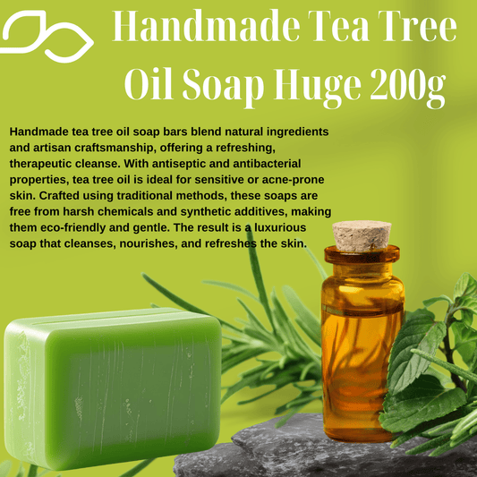 Tea Tree Oil Soap Bar 200g – Natural Handmade Acne Cleanser – UK Vegan Soap