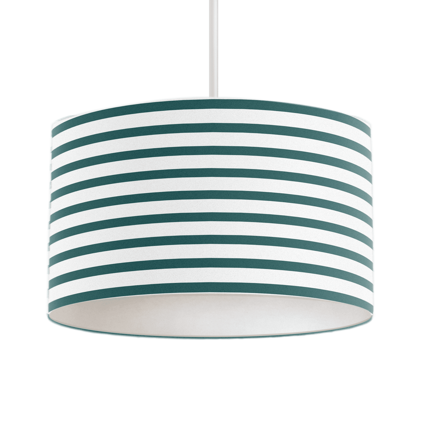 Teal and White Drum Lampshade, Geometric Striped Design Shade for Table, Floor or Ceiling Pendant Light