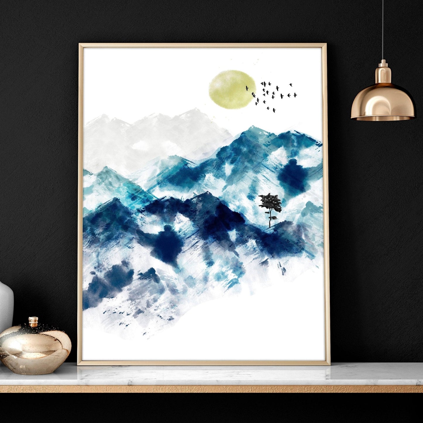 Wall art in teal | set of 3 wall art for Home office Decor