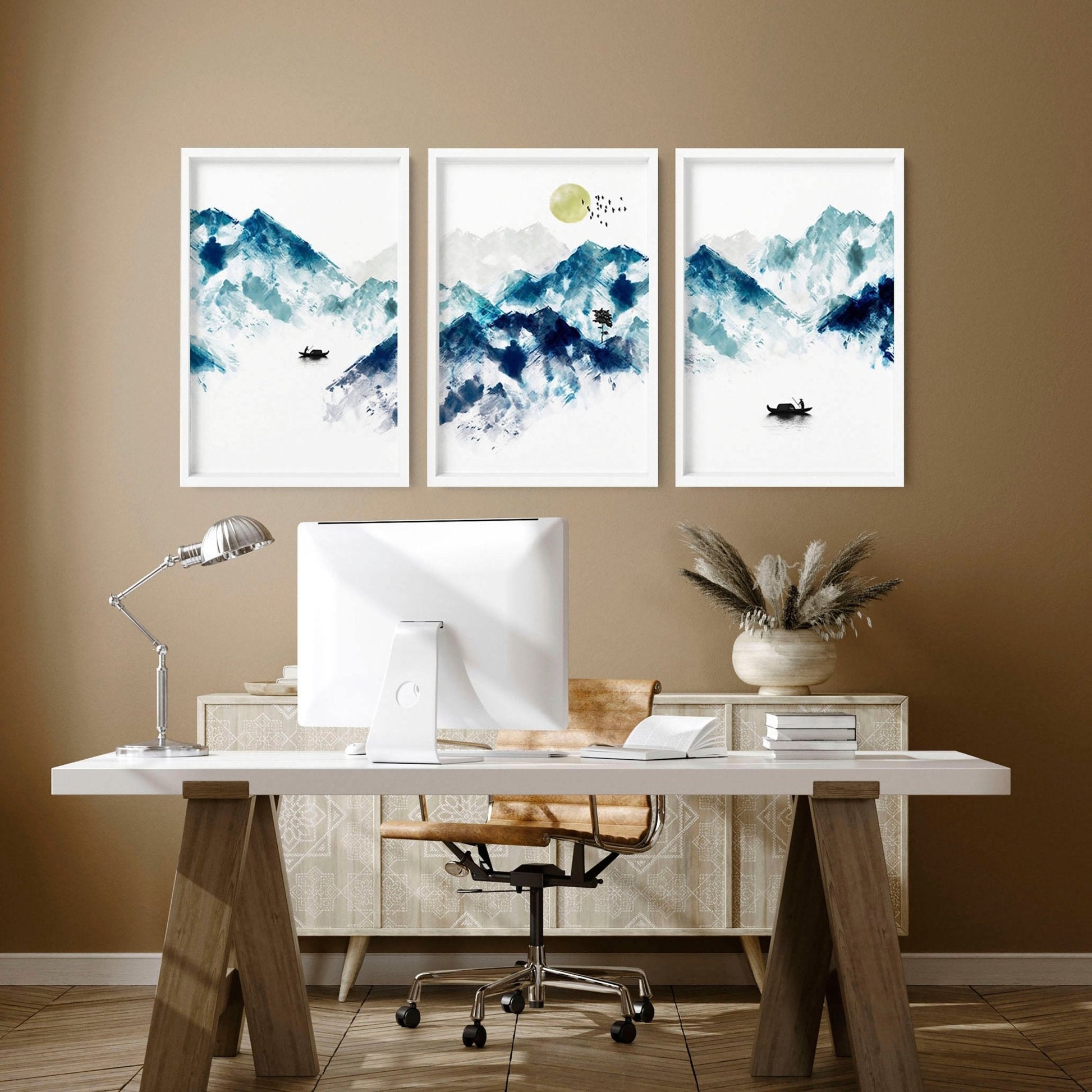 Wall art in teal | set of 3 wall art for Home office Decor