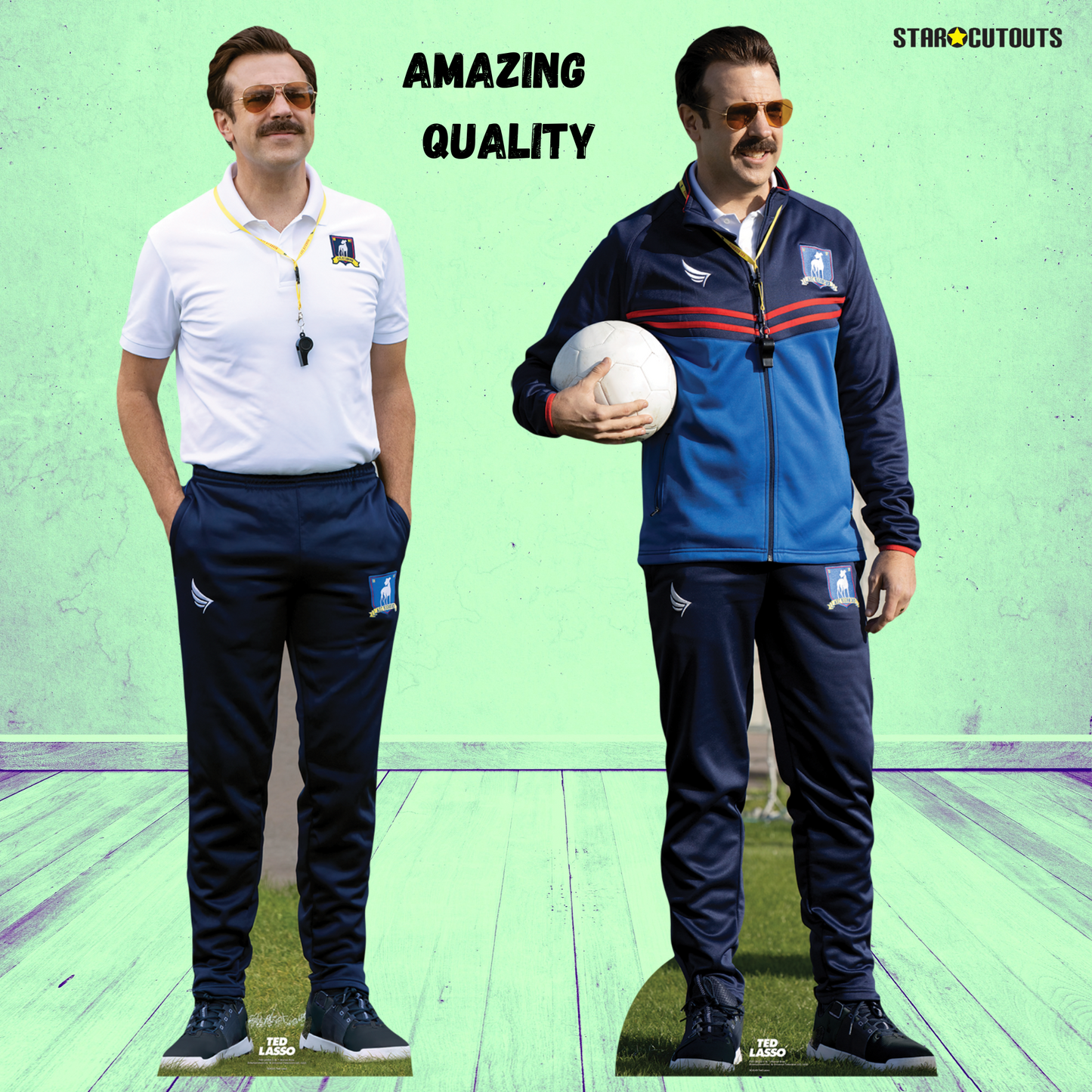 SC4149 Ted Lasso Jason Sudeikis with Football Cardboard Cutout Height 184cm