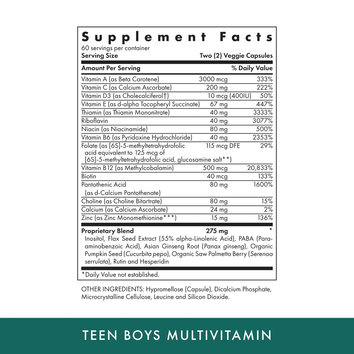 Teen Boys Daily Multivitamin – Michael's Health Naturopathic, 120 Vegetarian Capsules, Kosher