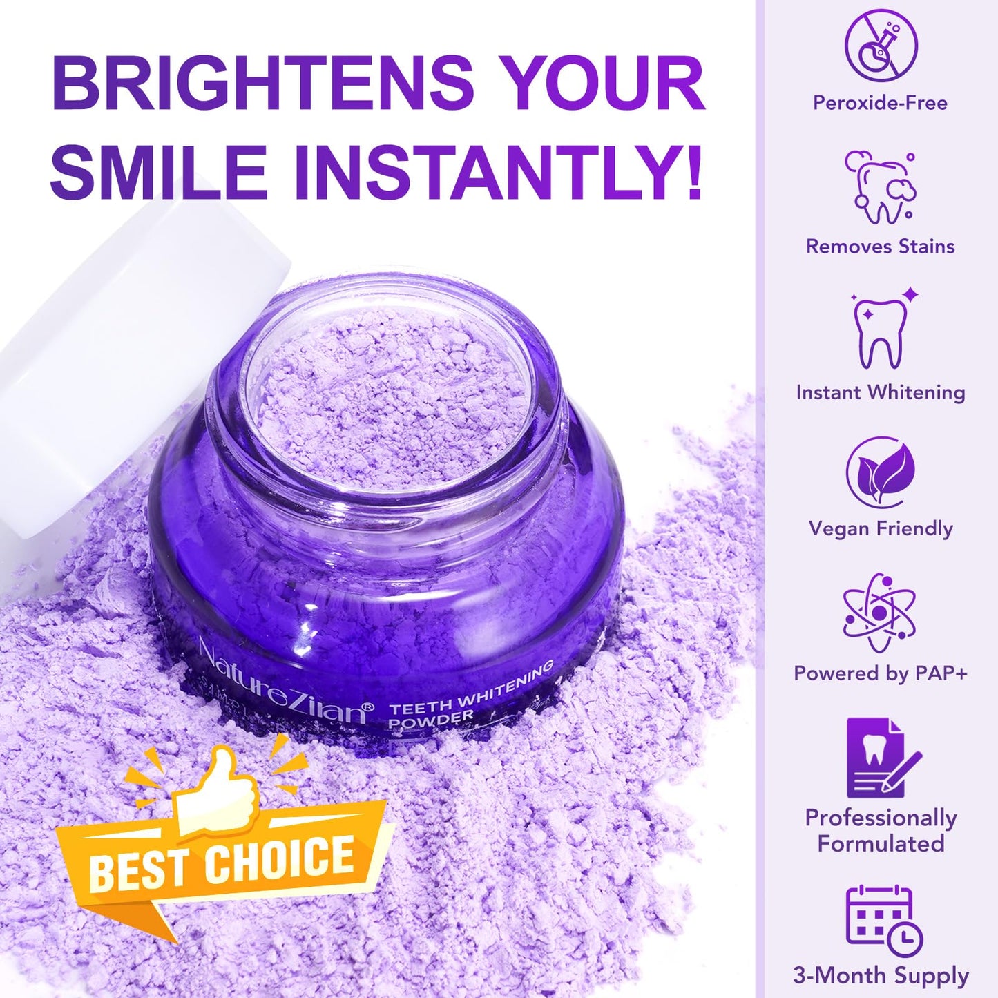 Teeth Whitening Powder – Removes Stains, No Sensitivity, Enamel-Safe Whitening