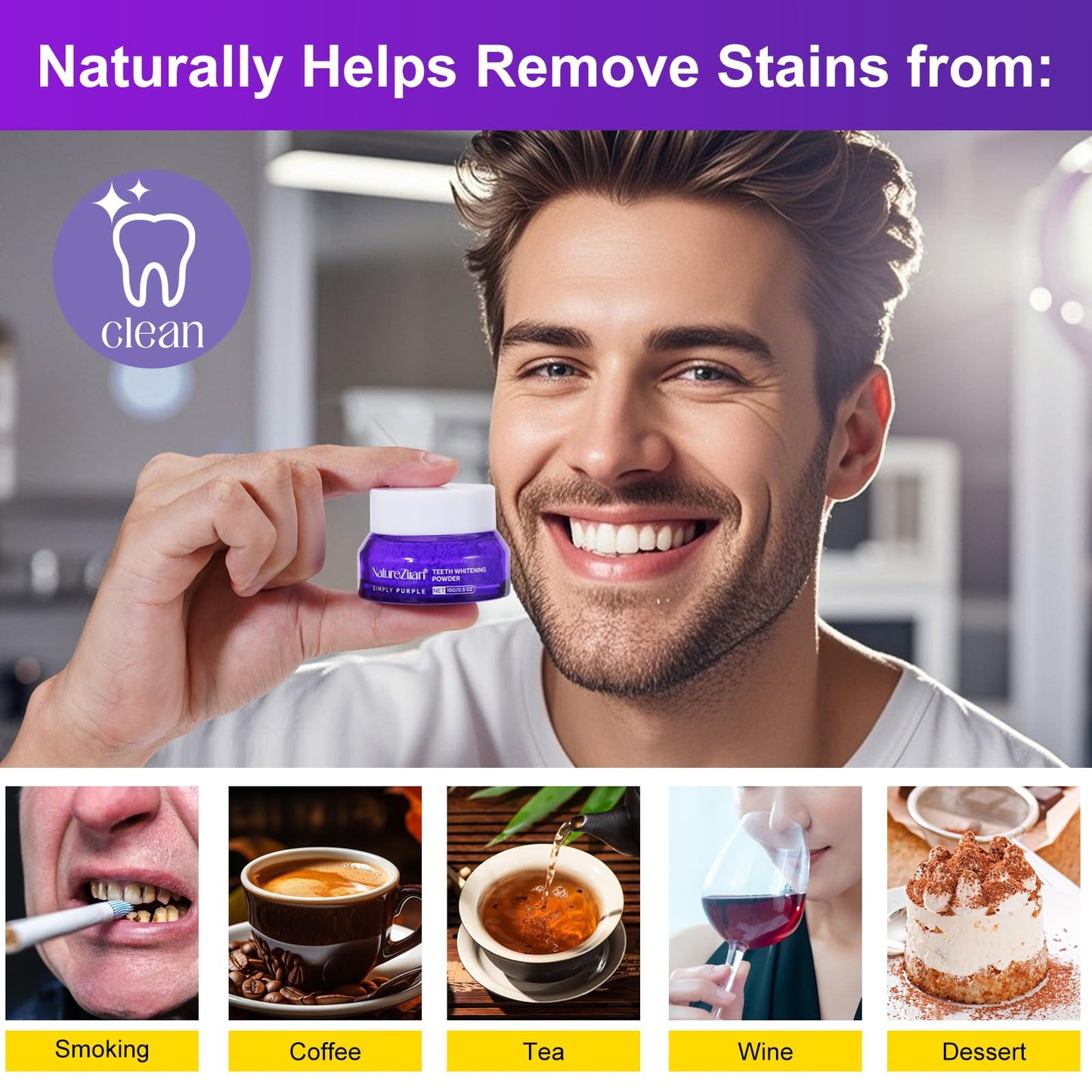 Teeth Whitening Powder – Removes Stains, No Sensitivity, Enamel-Safe Whitening