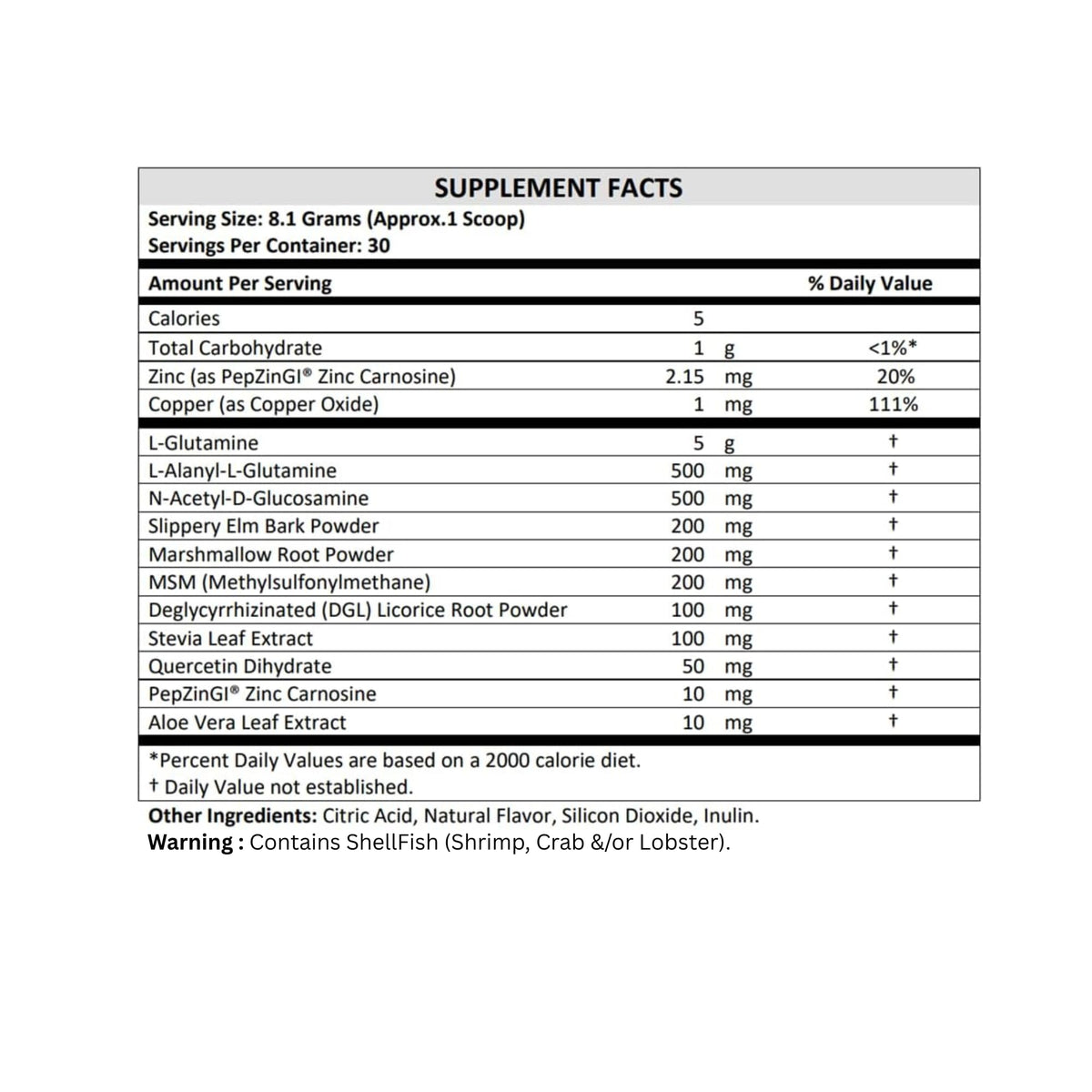 Terra Origin Healthy Gut Mint Flavor | 30-Servings with L-Glutamine, Zinc, Glucosamine & More