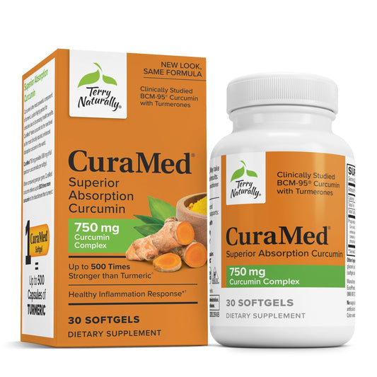 Terry Naturally CuraMed 750mg - Curcumin Antioxidant for Brain & Heart Health - 30 Softgels