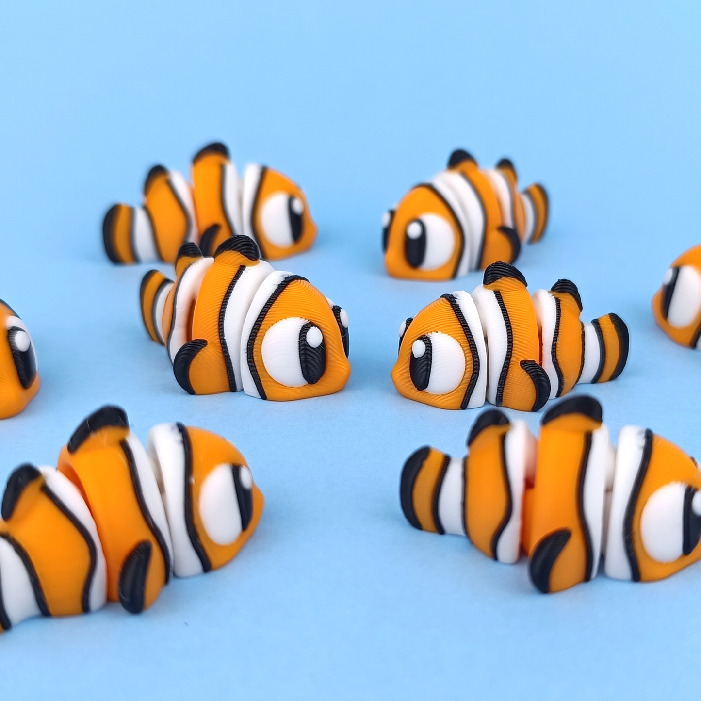 3D Printed Flexi Clown Fish | Nemo Inspired Fidget Toy | Desk Buddy | Keychain | Keyring Gift for Ocean Lovers | Articulated Fish