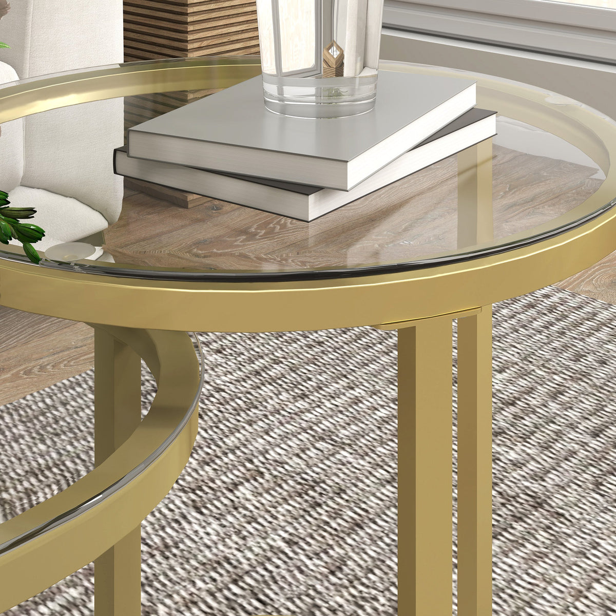 HOMCOM 2 Pcs Modern Coffee Table with Tempered Glass Side Tables Clear