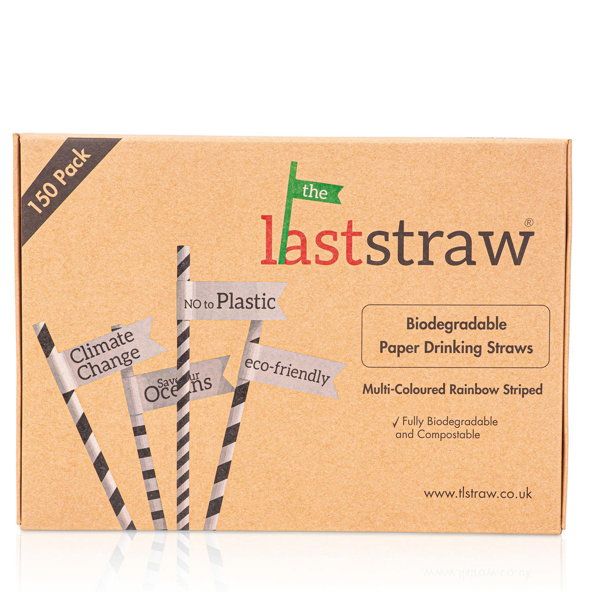 the Last Straw - 100% Biodegradable Paper Drinking Straws (150 Pack)(Rainbow)