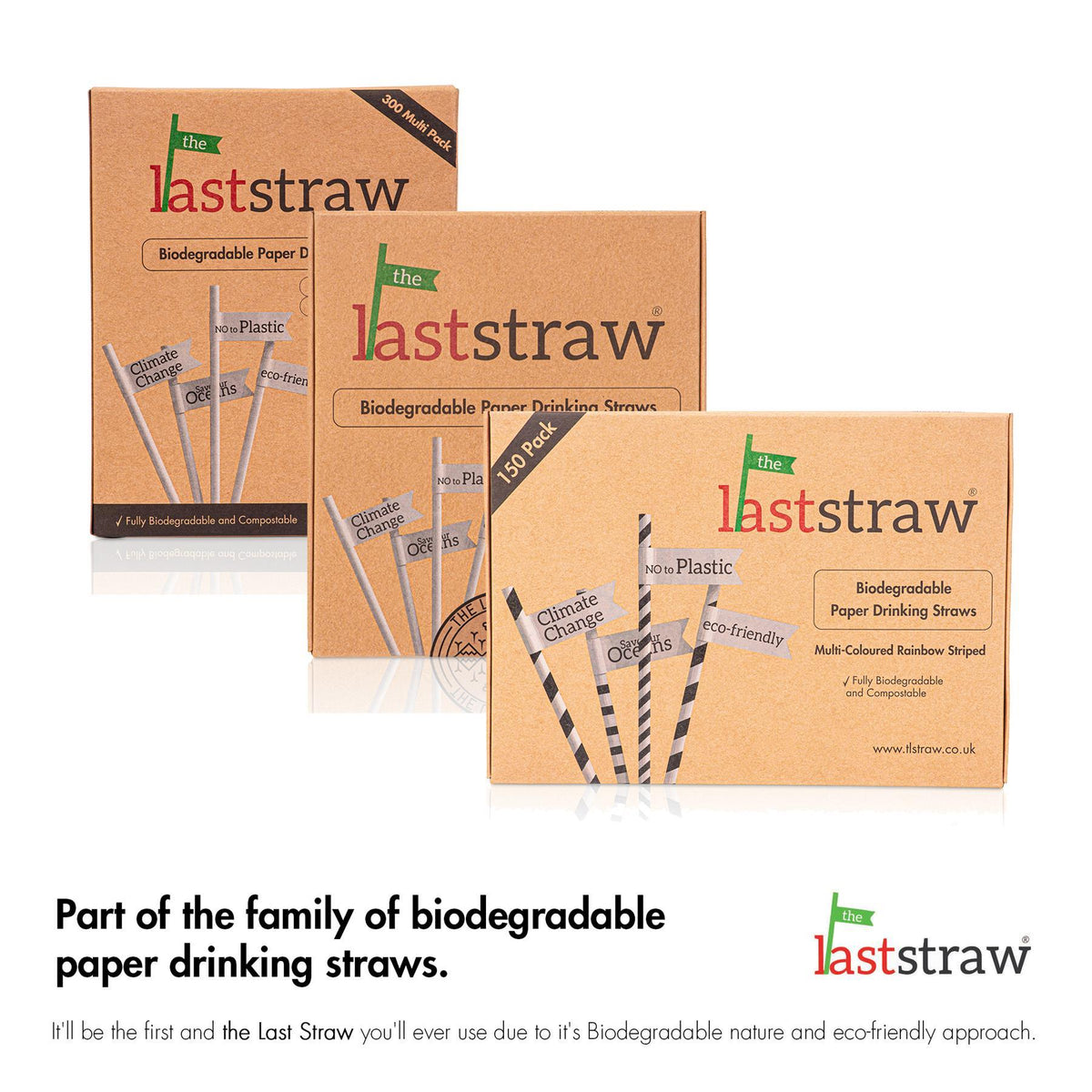 the Last Straw - 100% Biodegradable Paper Drinking Straws (150 Pack)(Rainbow)