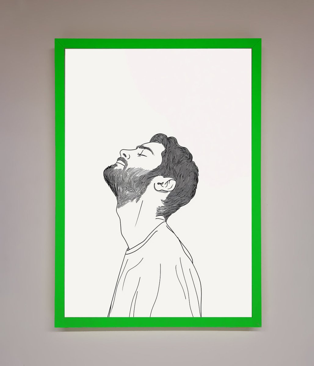 The Man In The Morning Line Art Framed Print