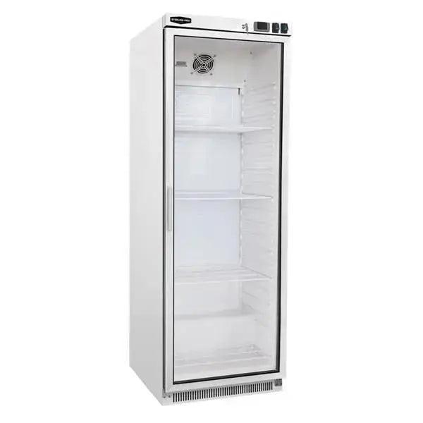 The SPR400G Sterling Pro Cobus Glass Door Upright Refrigerator White