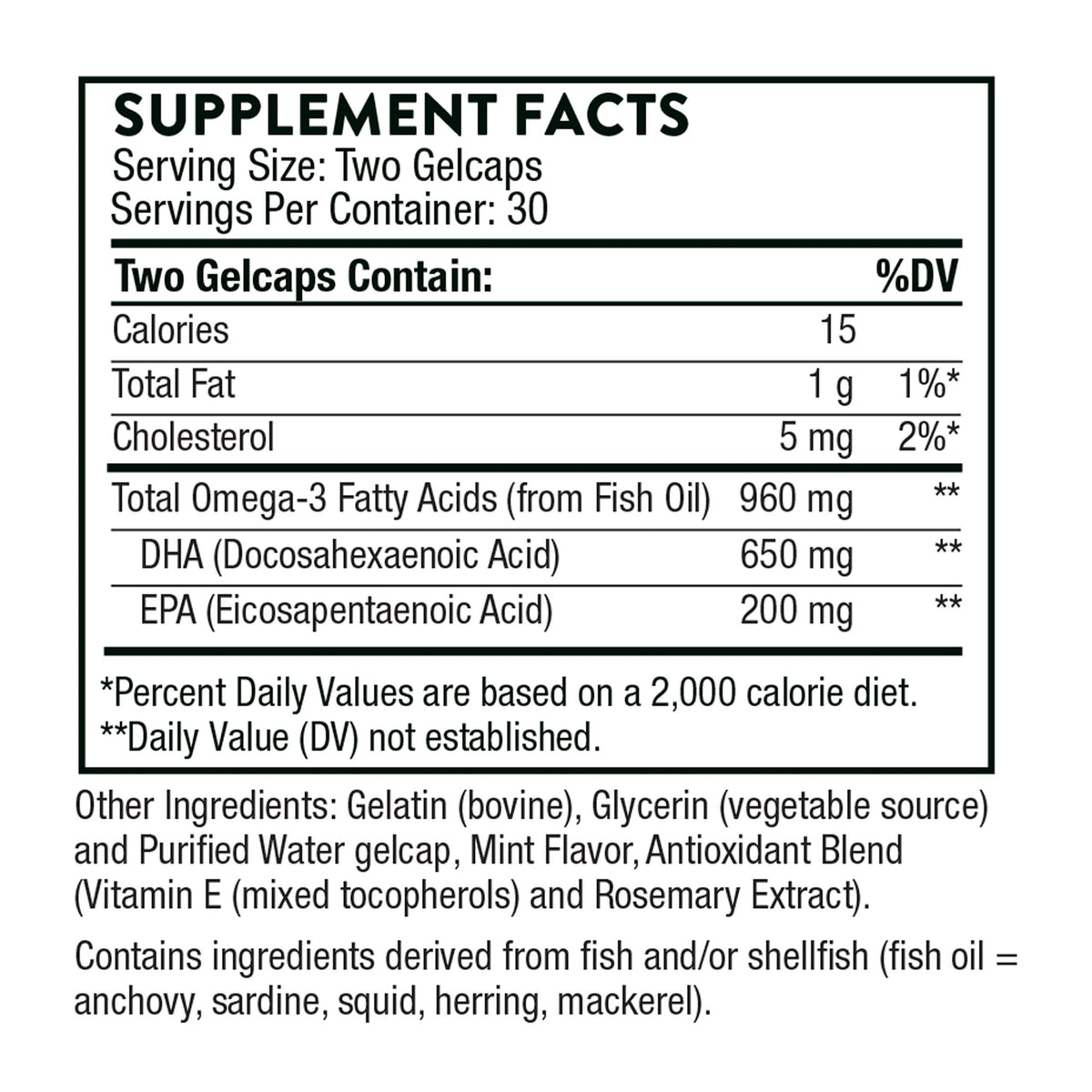THORNE Advanced DHA 650 mg DHA + 200 mg EPA - 60 Gelcaps