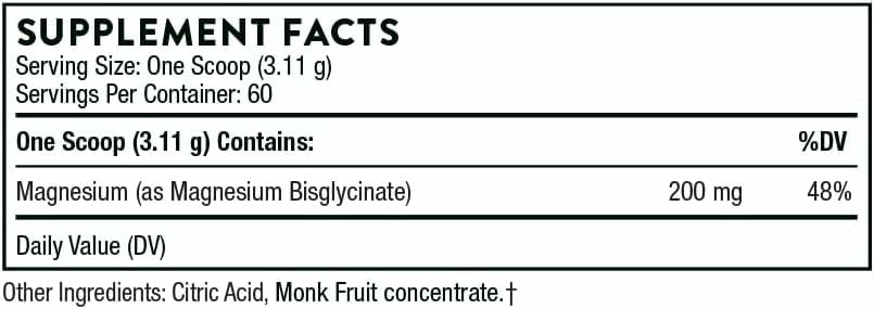 THORNE Magnesium Bisglycinate Powder – 60 Servings, 6.5 oz Jar | Sleep, Metabolism & Heart Health