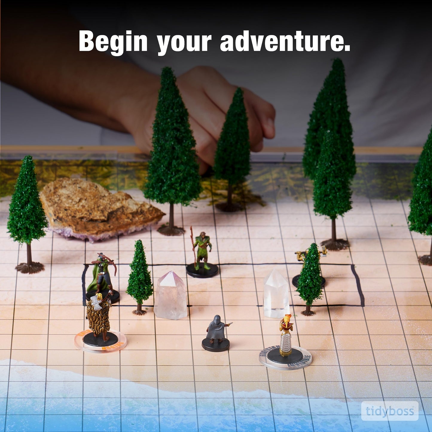 Tidyboss DND Expansion Pack: 3 Double-Sided 24x36 Battle Grids + 6 Terrains