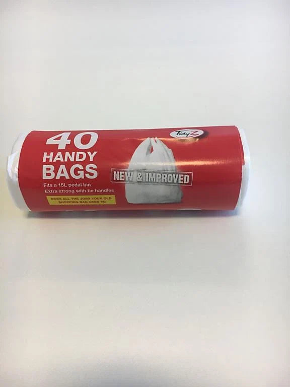Tidyz  Handy Bags With Tie Handle 15L Roll of 40,