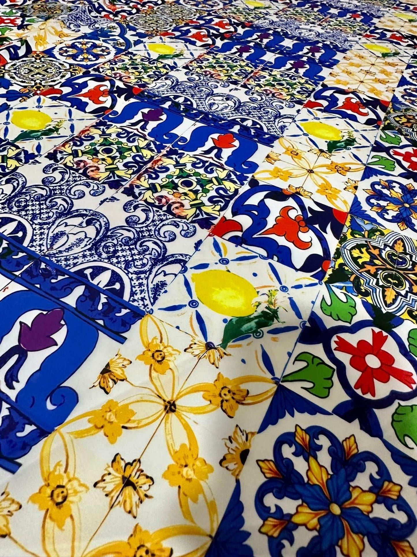 Tile Pattern Fabric by Metre