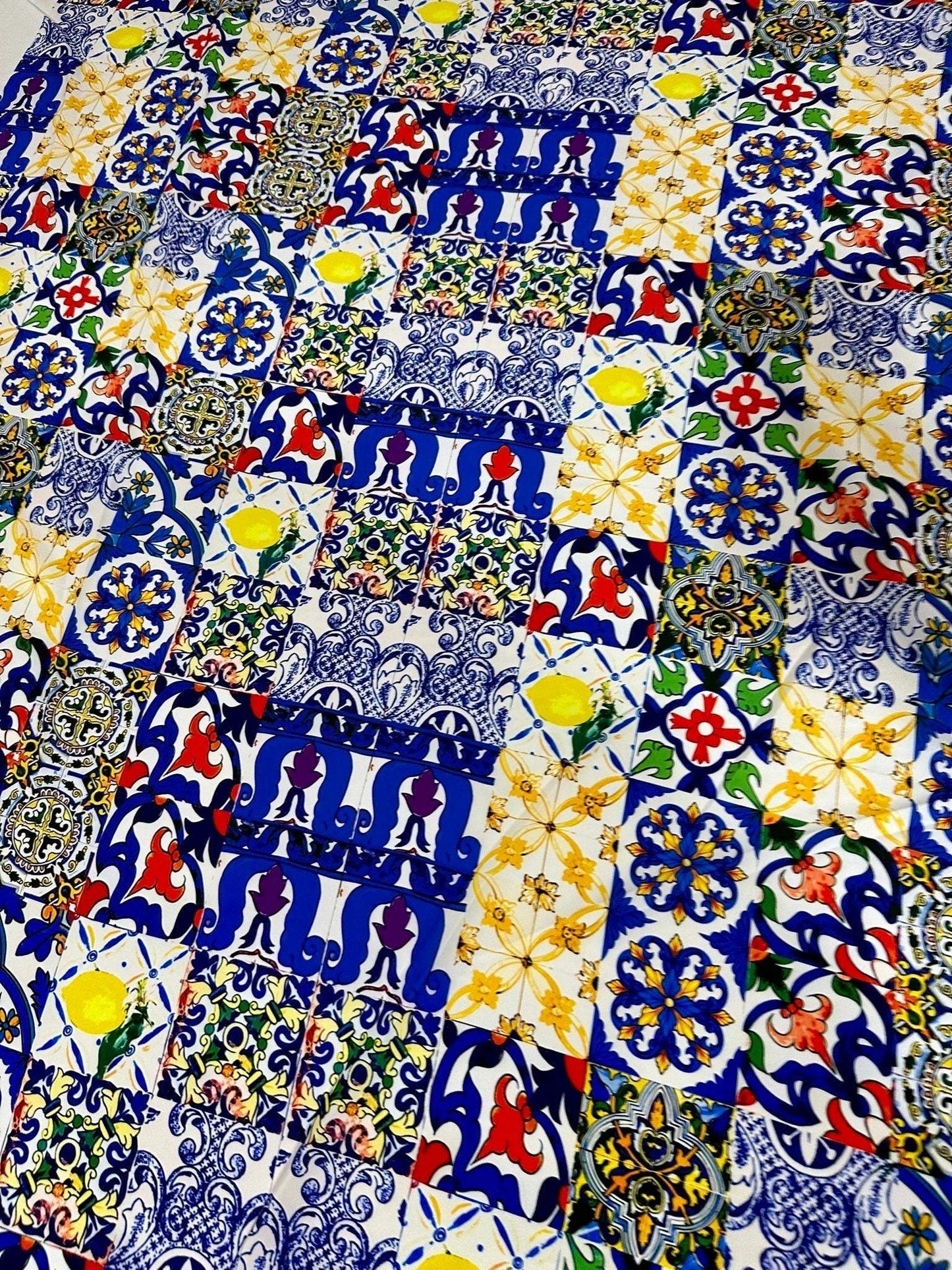 Tile Pattern Fabric by Metre