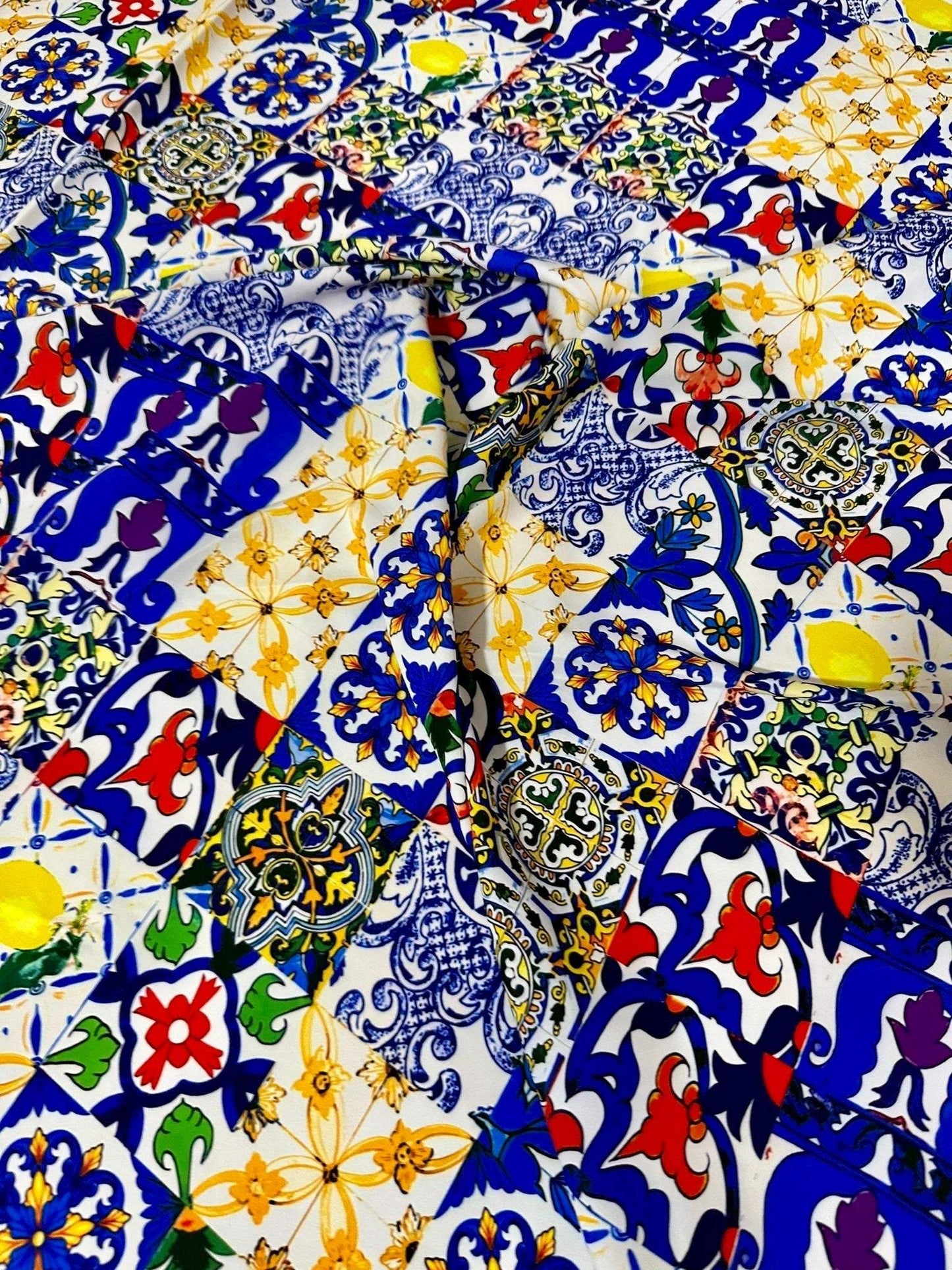 Tile Pattern Fabric by Metre